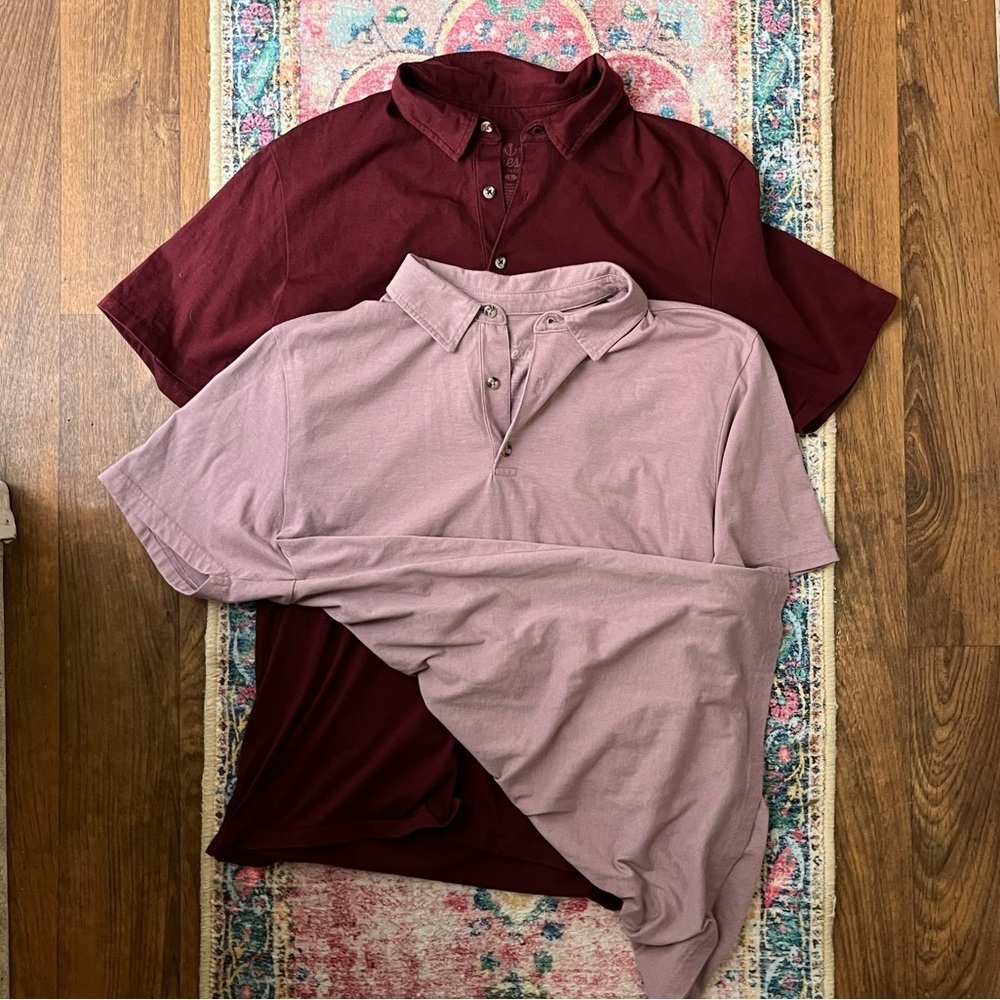 Fresh Clean Tees TWO Men's Burgundy and Mauve Polo Shirts